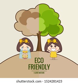 Save world. Eco friendly. Ecology concept. Vector illustration.