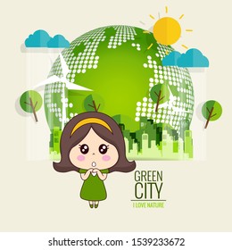 Save world. Eco friendly. Ecology concept. Vector illustration.