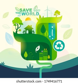 Save the World eco Green Concept Poster for Campaign Earth Day 