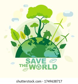 Save the World eco Green Concept Poster for Campaign Earth Day 