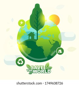 Save the World eco Green Concept Poster for Campaign Earth Day 