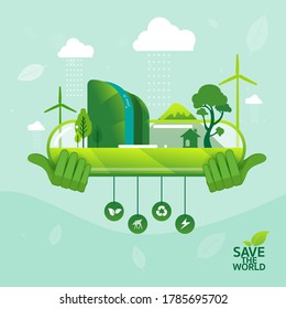 Save World Eco Green Concept Stock Vector (Royalty Free) 1785695702