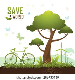 Save the World Eco Tree Concept