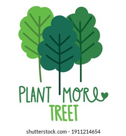 save the world, ecological plant more trees cartoon vector illustration