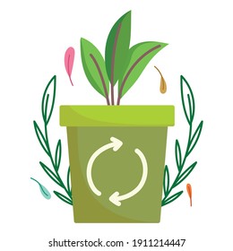 save the world with ecological and recycle solution vector illustration