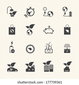 Save the world, Ecology and Power saving icons set. Vector flat design.