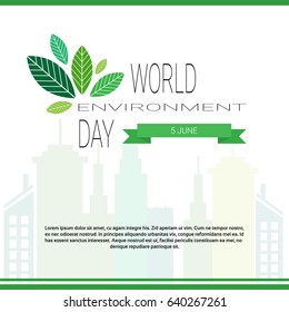 Save World Environment Day Ecology Protection Holiday Greeting Card Flat Vector Illustration
