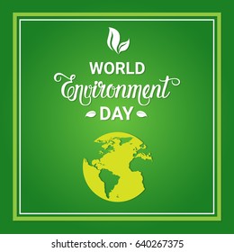 Save World Environment Day Ecology Protection Holiday Greeting Card Flat Vector Illustration