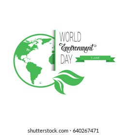 Save World Environment Day Ecology Protection Holiday Greeting Card Flat Vector Illustration