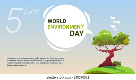 Save World Environment Day Ecology Protection Holiday Greeting Card Flat Vector Illustration