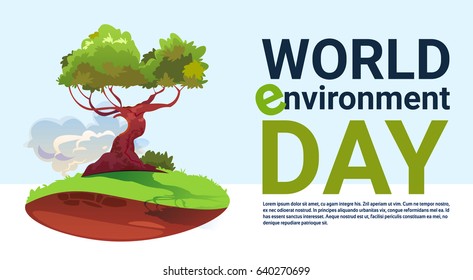 Save World Environment Day Ecology Protection Holiday Greeting Card Flat Vector Illustration