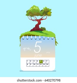 Save World Environment Day Ecology Protection Holiday Greeting Card Flat Vector Illustration