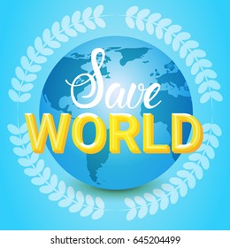 Save World Environment Day Ecology Protection Holiday Greeting Card Flat Vector Illustration