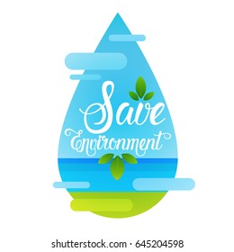 Guardar la tarjeta de saludo de vacaciones de protección ecológica del Día Mundial del Medio Ambiente Ilustración de vectores planos
