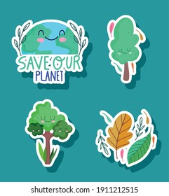 save the world environment ecology nature cartoon vector illustration