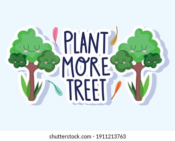 salvar el mundo y el medio ambiente plantar más árboles cartoon ilustración vectorial