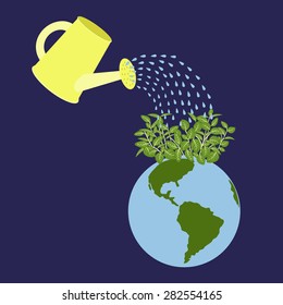 save the world save the environment with watering can