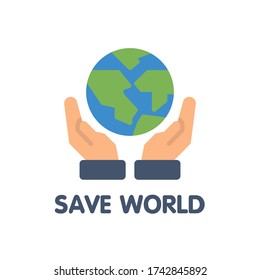 Save world flat icon style illustration design on white background eps.10