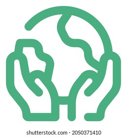 save the world flat icon vector green color