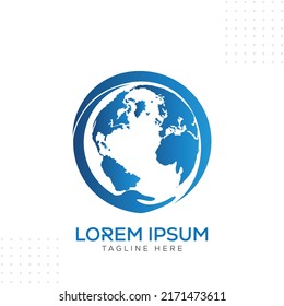 Guardar Plantilla De Vector De Diseño De Logotipo De La Mano Del Globo Mundial En Estilo Mínimo Creativo Moderno