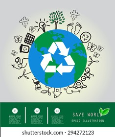 Save the World and Go Green Concept , Vector Illustration