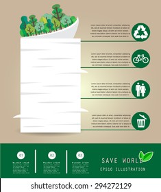 Save the World and Go Green Concept , Vector Illustration