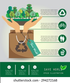 Save the World and Go Green Concept , Vektorgrafik