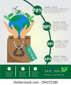 Save the World and Go Green Concept , Vector Illustration