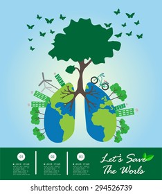 Save the World and Go Green Concept , Vector Illustration