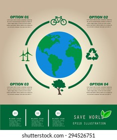 Save the World and Go Green Concept , Vector Illustration