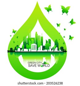 Save world and green city background