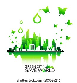 Save world and green city background