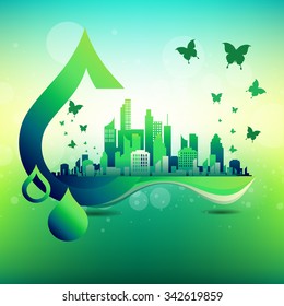 Save world and green city background