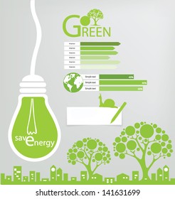 Save world. Green concept vector illustration.