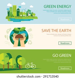 save the world and green energy concept web banner