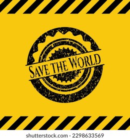 emblema de la señal de advertencia de grano Save the World. Ilustración vectorial. Detallado. 