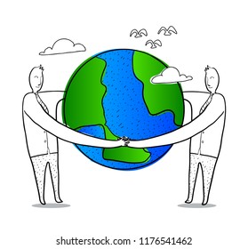 save world hand drawn
