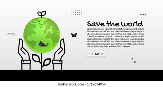 Salvar al mundo con fondo de tierra a mano, concepto de ecología
