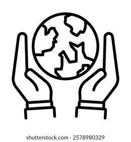 Save the world icon Black and white logo