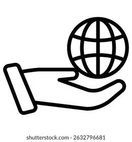 Save the world icon Black and white outline vector