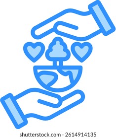 Save The World Icon Blue Color Vector Illustration