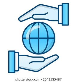 Save the world icon, blue gradient vector illustration