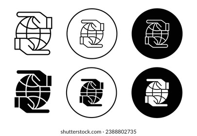 Guardar el conjunto de iconos del mundo. Guardar el símbolo vector del planeta de tierra en un estilo relleno y delineado negro.