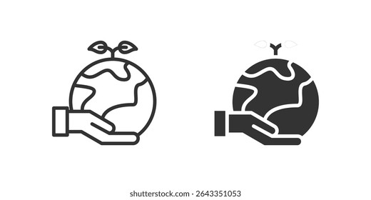 Save the world icon set visualizing global protection and sustainability.
