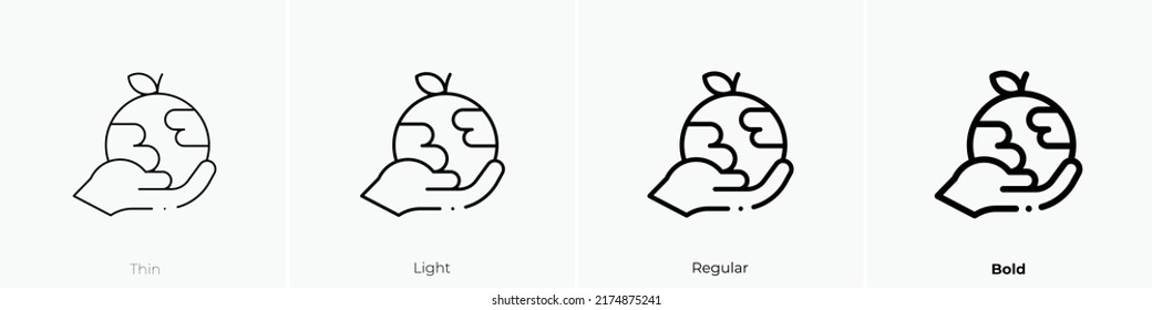 save the world icon. Thin, Light Regular And Bold style design isolated on white background