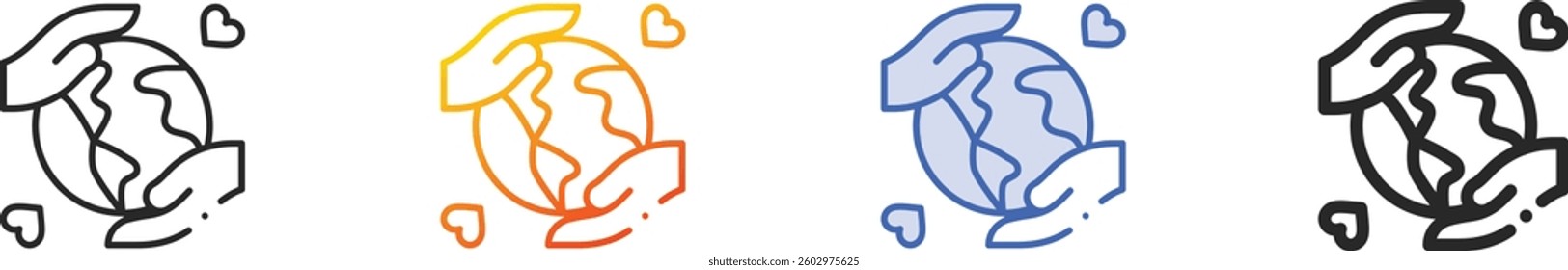 save the world icon.Thin Linear, Gradient, Blue Stroke and bold Style Design Isolated On White Background