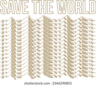 save the world mountain line handdrawn 
