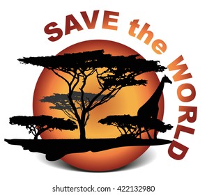 Save the world, nature concept idea, illustration isolated on white