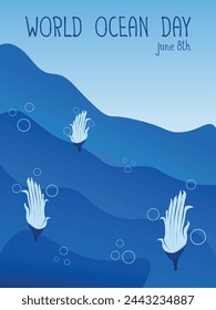 Save World oceans day underwater banner