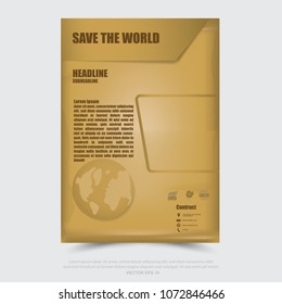 Save the world poster, banner, brochure design template.